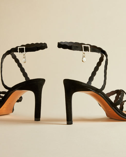 <P>Suede Scallop Strap Sandal</P>